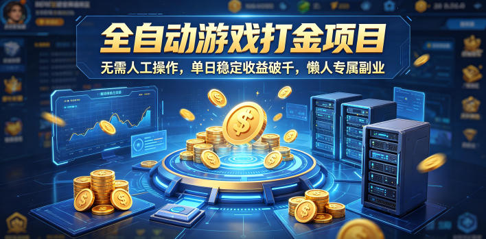 全自动游戏打金项目，无需人工操作，单日稳定收益破千，懒人专属副业