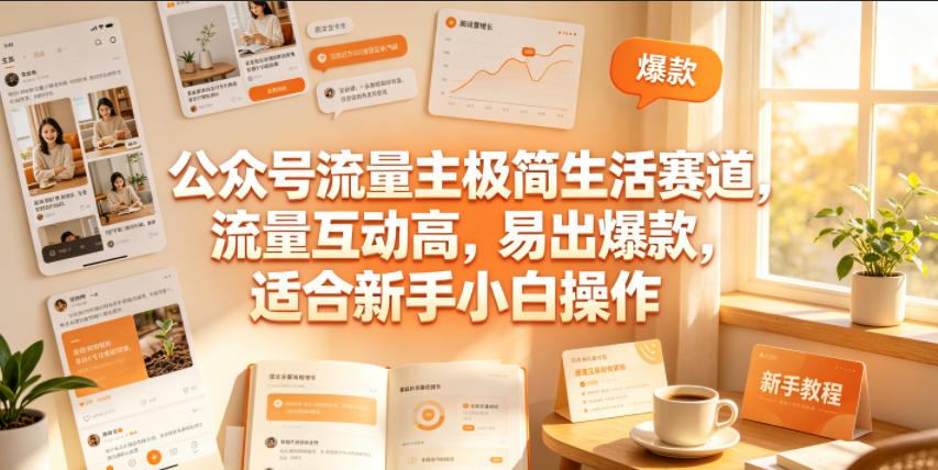 公众号流量主极简生活赛道,流量互动高,易出爆款,适合新手小白操作